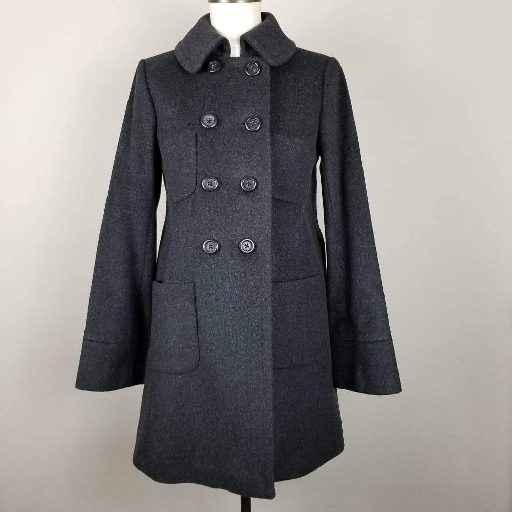 J Crew Charcoal Gray Wool Double Breasted Pea Coat